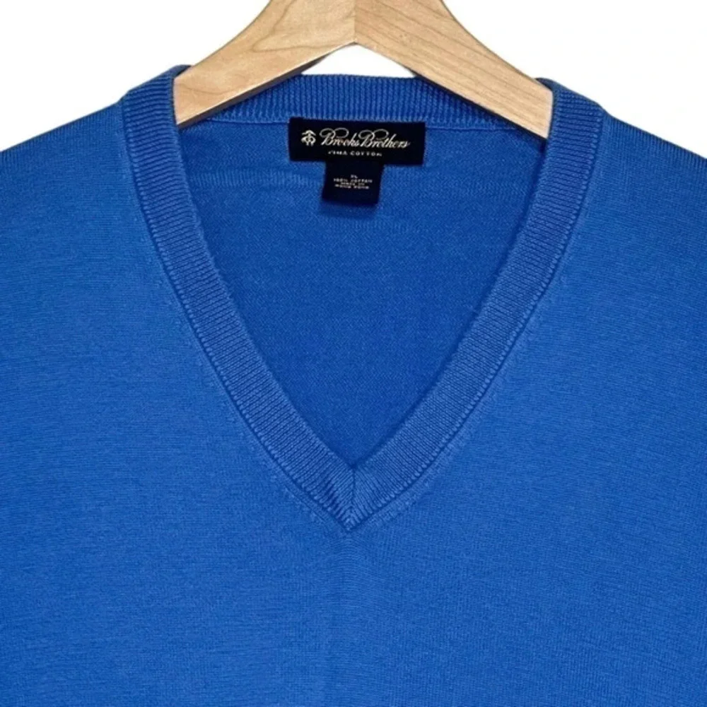 Brooks Brothers XL 100% Pima cotton blue v-neck sweater vest‎
